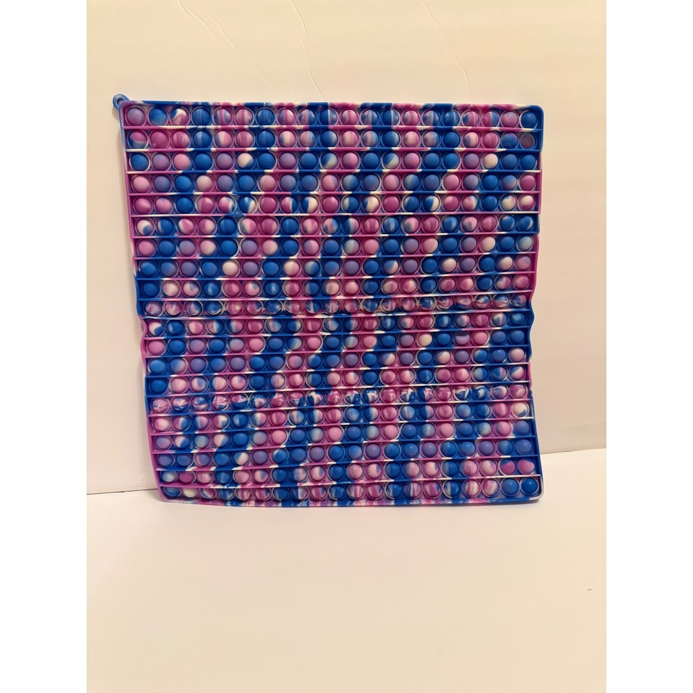 Jumbo Square Pop Fidget Toy Blue Purple Tie Dye Large Silicone‎ Sensory Pad